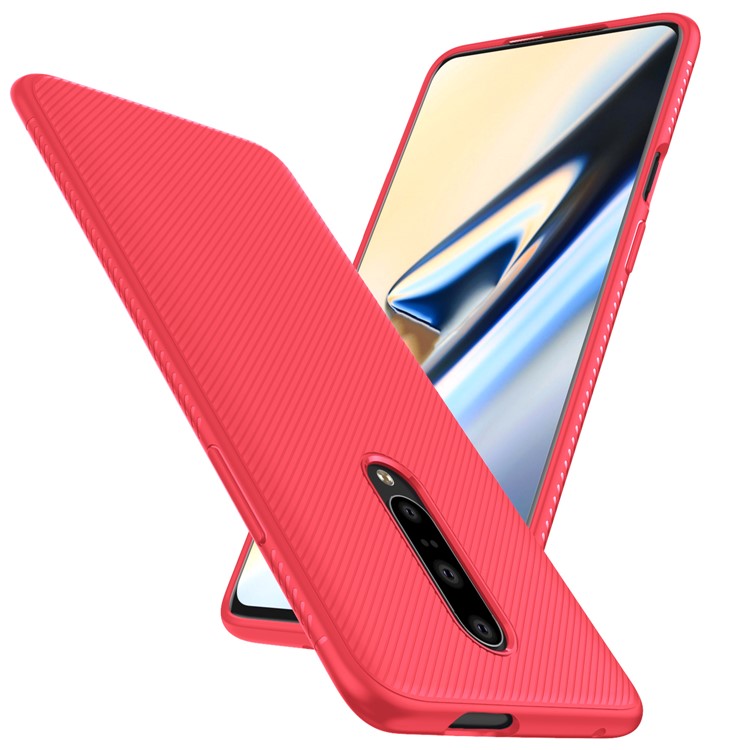 Caso De Telefone Móvel De Sarja De Jazz Série Textura TPU Para Oneplus 7 - Vermelho-2