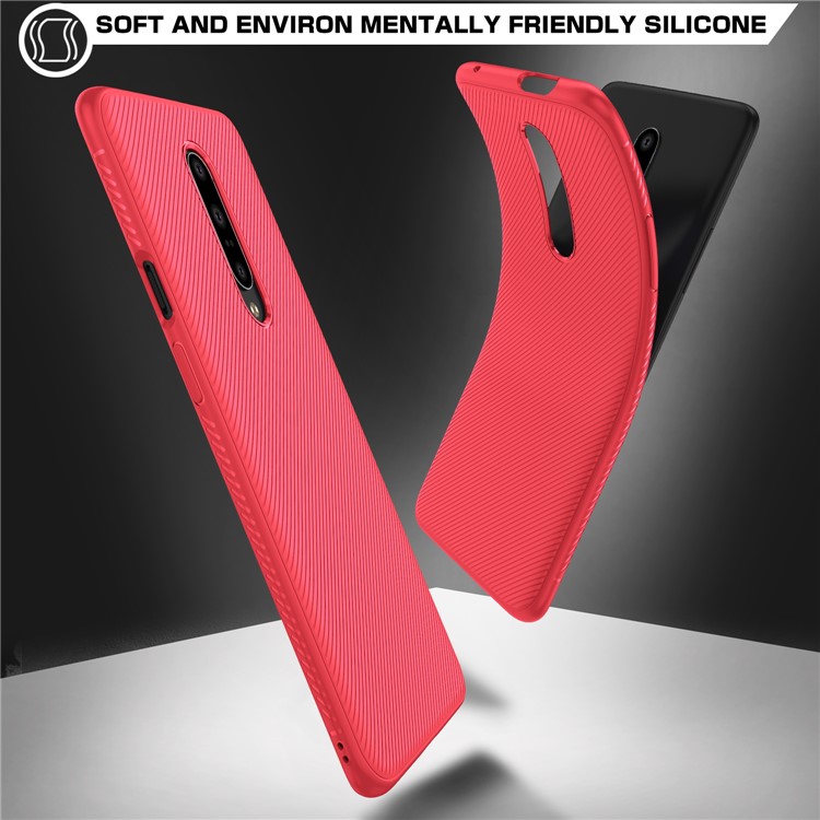 Caso De Telefone Móvel De Sarja De Jazz Série Textura TPU Para Oneplus 7 - Vermelho-3