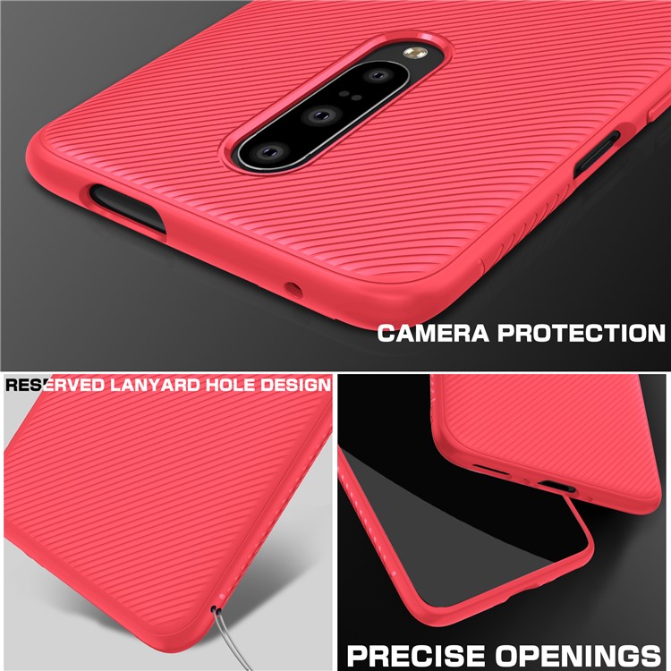 Caso De Telefone Móvel De Sarja De Jazz Série Textura TPU Para Oneplus 7 - Vermelho-4