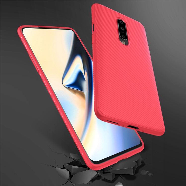 Caso De Telefone Móvel De Sarja De Jazz Série Textura TPU Para Oneplus 7 - Vermelho-6