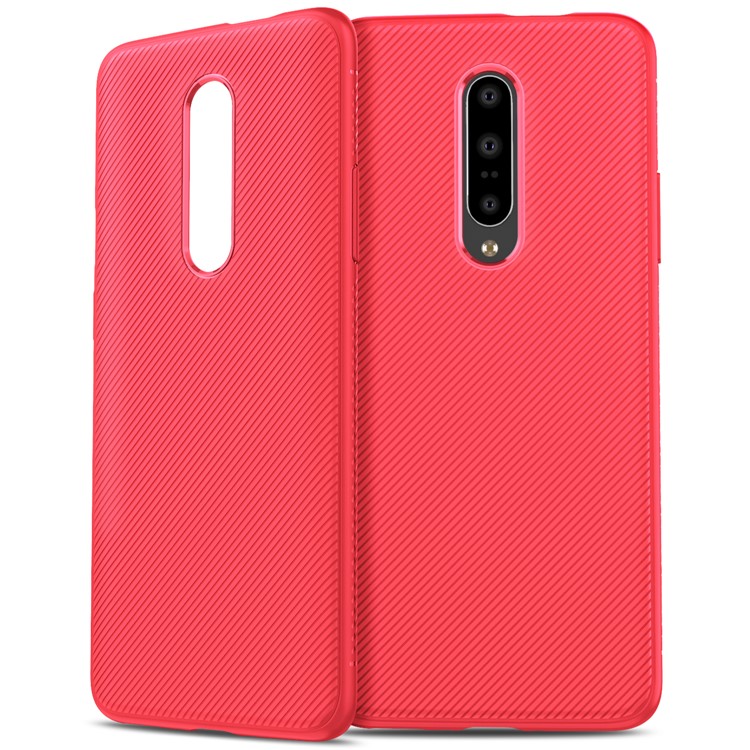 Caso De Telefone Móvel De Sarja De Jazz Série Textura TPU Para Oneplus 7 - Vermelho-9