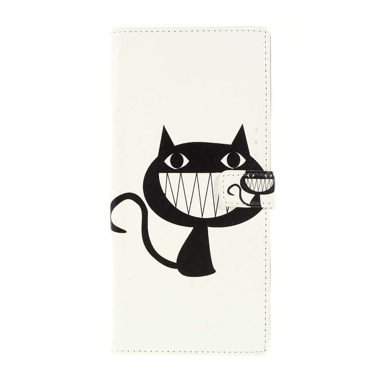 Pattern Printing Leather Wallet Phone Cover Case for OnePlus 7 - Black Cat-1