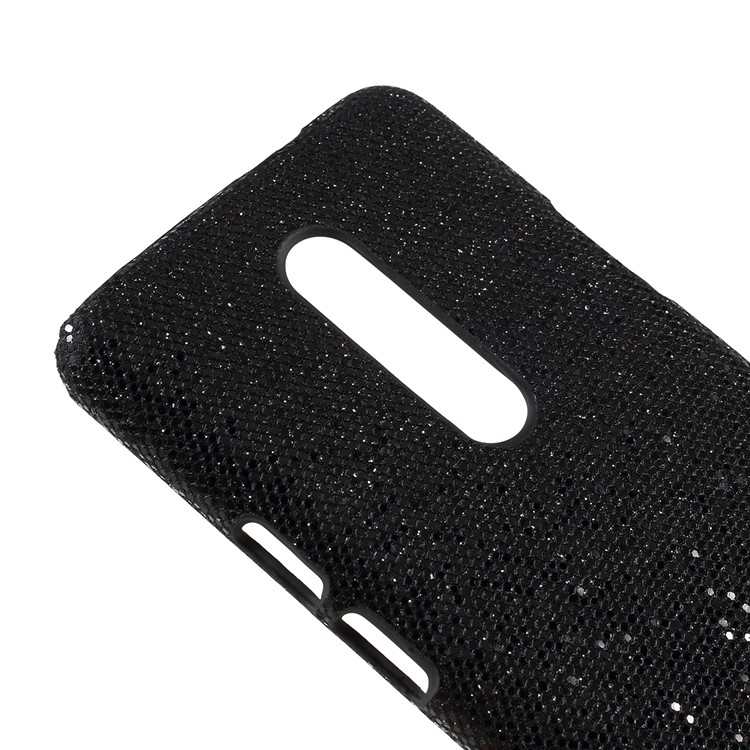 PU Leather Coated Hard PC Mobile Case for OnePlus 7 Pro - Black Glittery Sequins-2