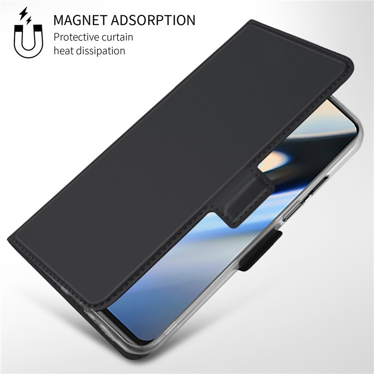 For Oneplus 7 Phone Case Auto-absorbed Leather Stand Card Slot Case - Black-6