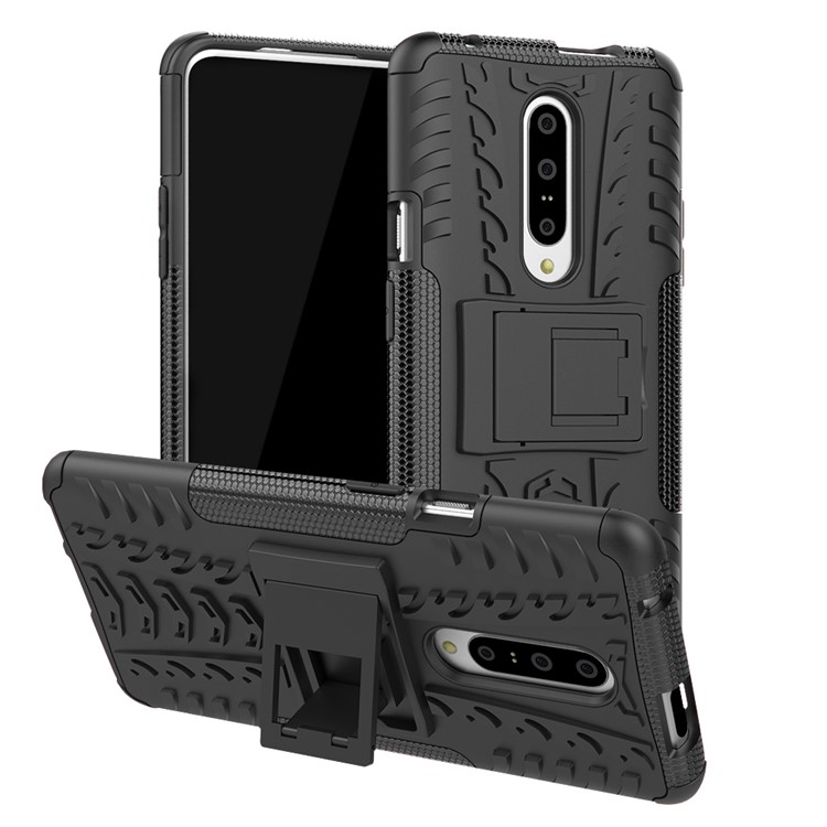 Caso Híbrido PC + TPU Antiderrapante Com Suporte Para Oneplus 7 - Preto-1