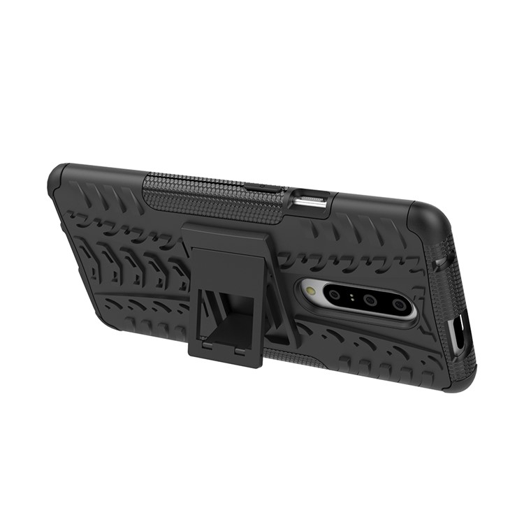 Caso Híbrido PC + TPU Antiderrapante Com Suporte Para Oneplus 7 - Preto-4