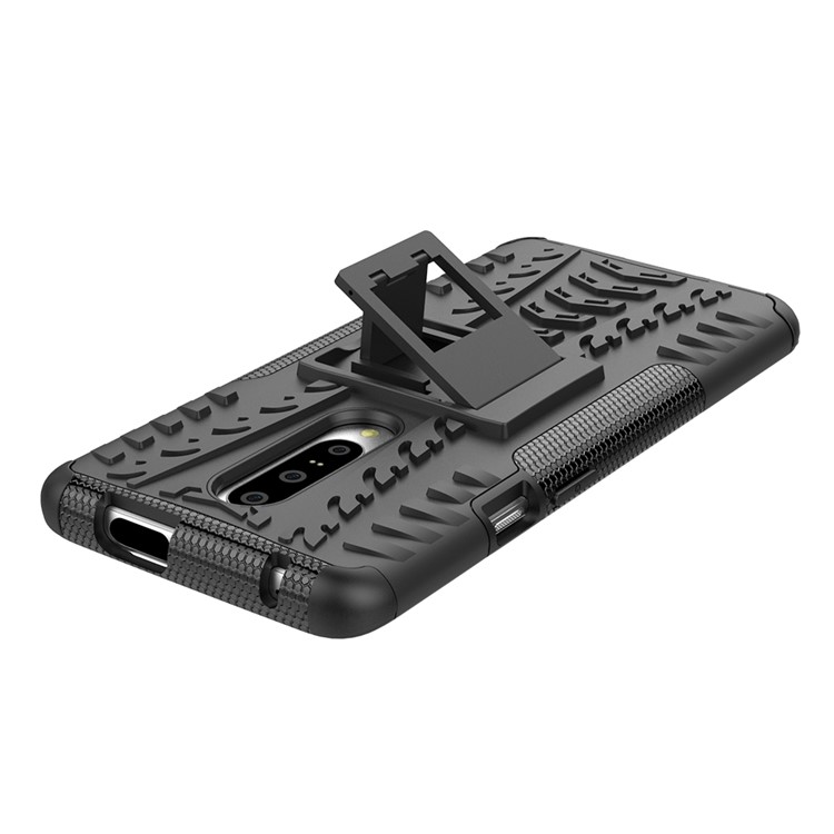 Caso Híbrido PC + TPU Antiderrapante Com Suporte Para Oneplus 7 - Preto-6