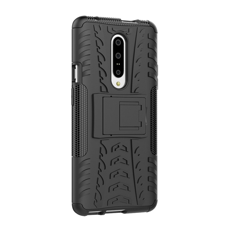 Caso Híbrido PC + TPU Antiderrapante Com Suporte Para Oneplus 7 - Preto-7