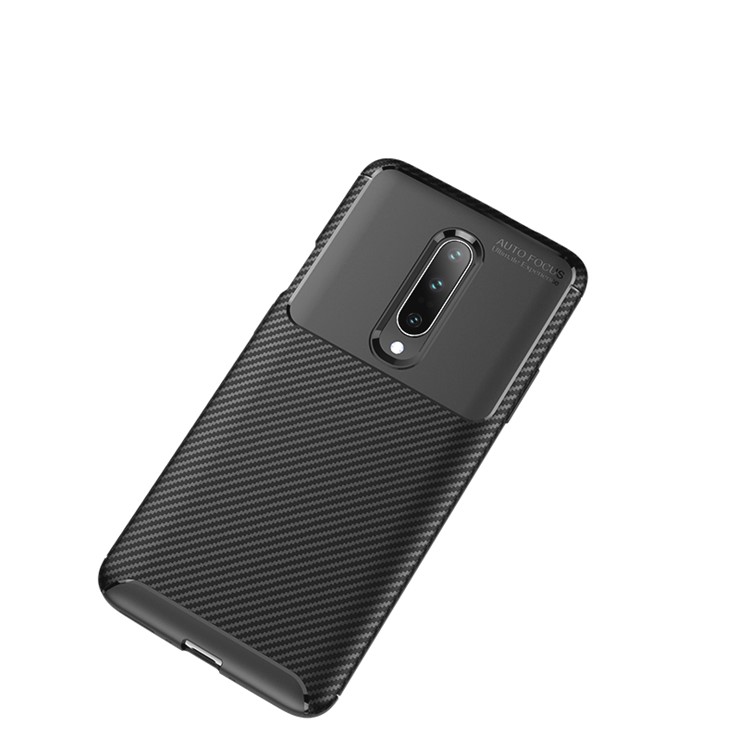 Pour Oneplus 7 Texture En Fibre De Carbone TPU Cas Couverture De Téléphone Anti-goutte - Noir-10