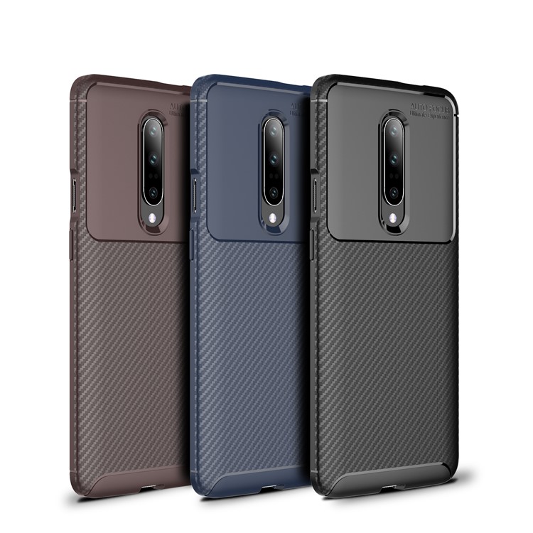 Pour Oneplus 7 Texture En Fibre De Carbone TPU Cas Couverture De Téléphone Anti-goutte - Noir-11