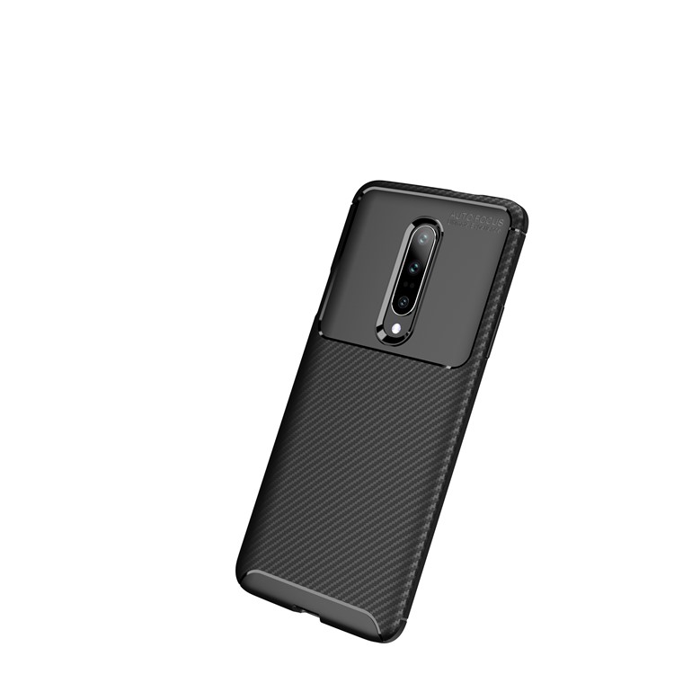 Pour Oneplus 7 Texture En Fibre De Carbone TPU Cas Couverture De Téléphone Anti-goutte - Noir-2