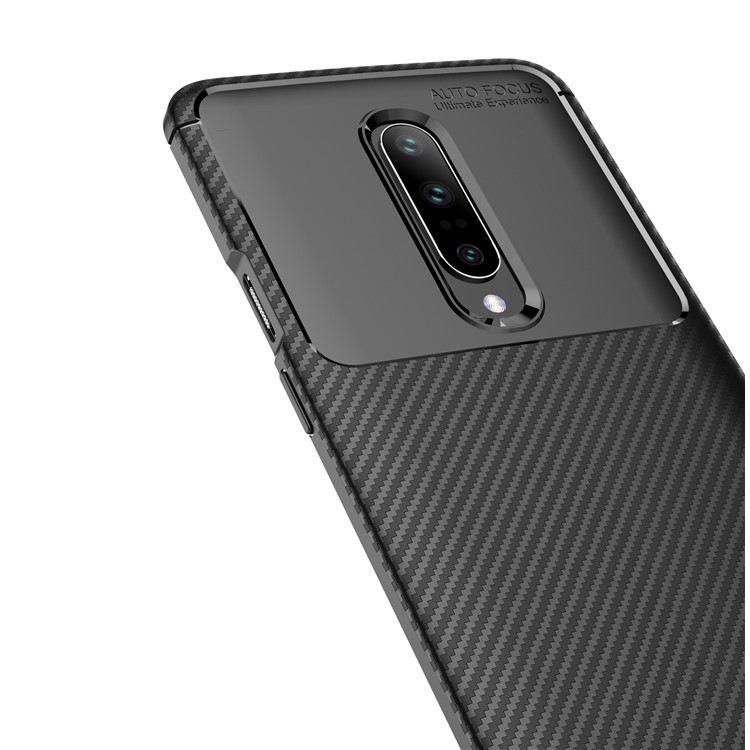 Pour Oneplus 7 Texture En Fibre De Carbone TPU Cas Couverture De Téléphone Anti-goutte - Noir-3