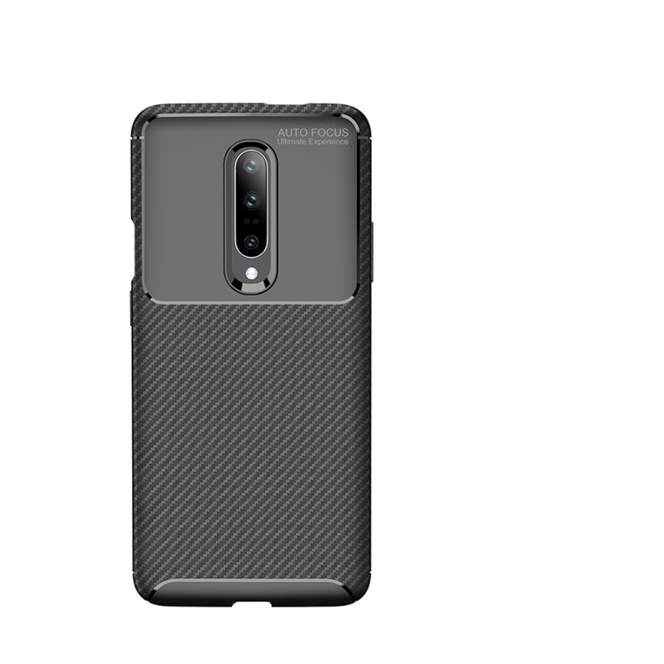 Pour Oneplus 7 Texture En Fibre De Carbone TPU Cas Couverture De Téléphone Anti-goutte - Noir-5