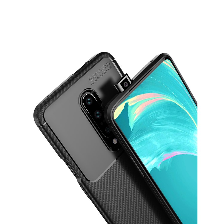 Pour Oneplus 7 Texture En Fibre De Carbone TPU Cas Couverture De Téléphone Anti-goutte - Noir-6