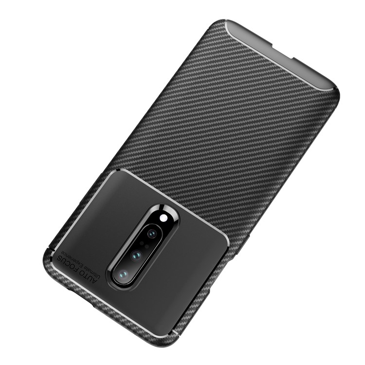 Pour Oneplus 7 Texture En Fibre De Carbone TPU Cas Couverture De Téléphone Anti-goutte - Noir-7