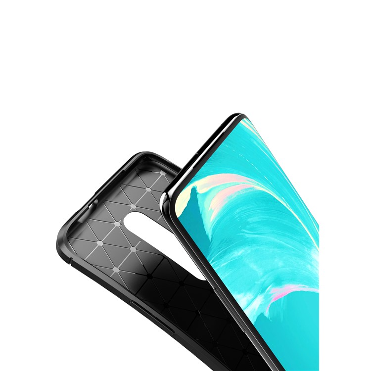 Pour Oneplus 7 Texture En Fibre De Carbone TPU Cas Couverture De Téléphone Anti-goutte - Noir-8