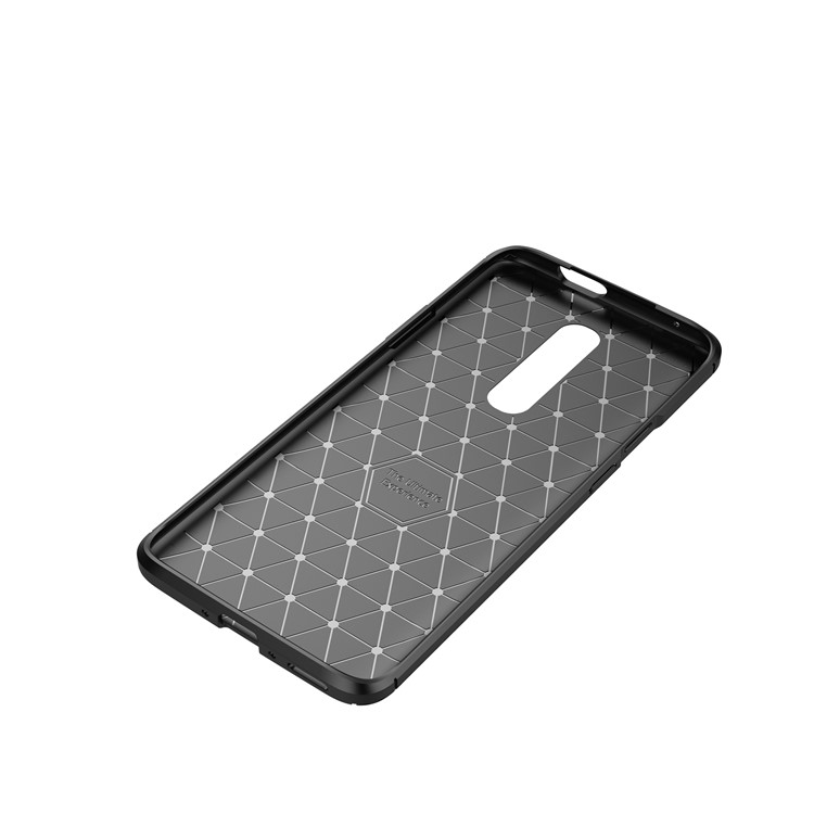 Pour Oneplus 7 Texture En Fibre De Carbone TPU Cas Couverture De Téléphone Anti-goutte - Noir-9
