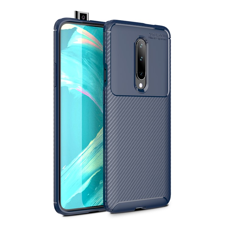 Funda Protectora Antideslizamiento Para Funda TPU Oneplus 7 De Fibra De Carbono - Azul-1