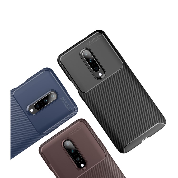 Funda Protectora Antideslizamiento Para Funda TPU Oneplus 7 De Fibra De Carbono - Azul-3
