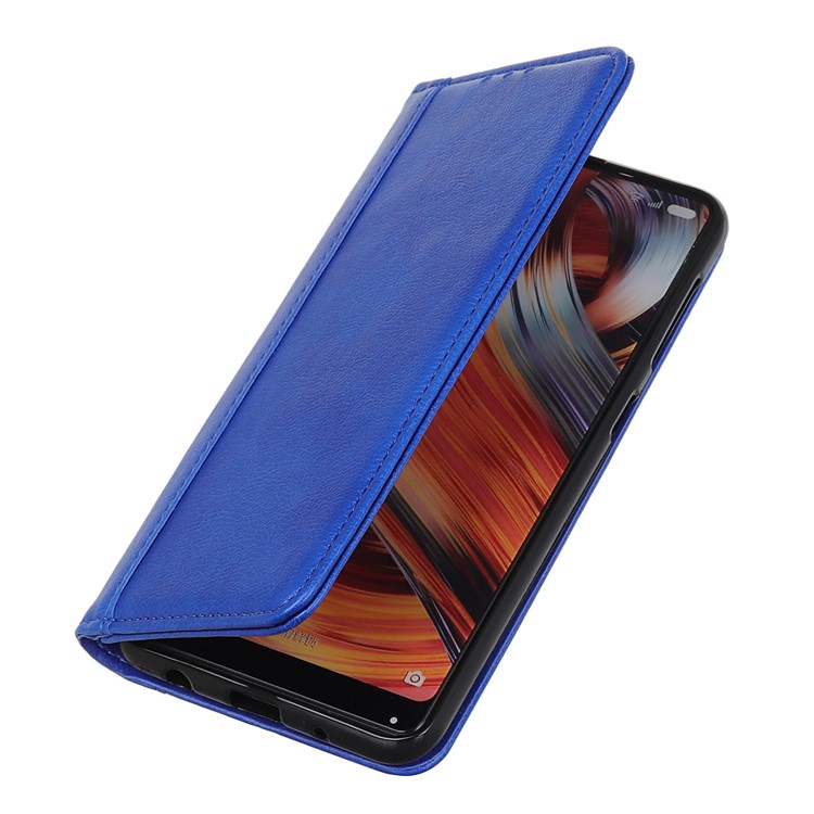 Auto-absorbed Litchi Texture Split Leather Stand Wallet Cover Case for OnePlus 7 - Blue-3