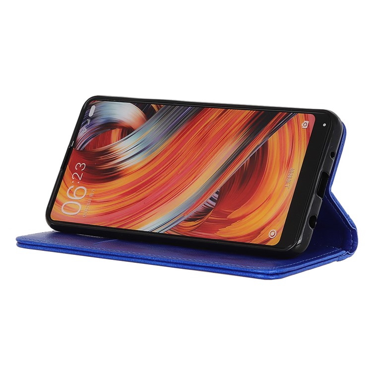 Auto-absorbed Litchi Texture Split Leather Stand Wallet Cover Case for OnePlus 7 - Blue-6