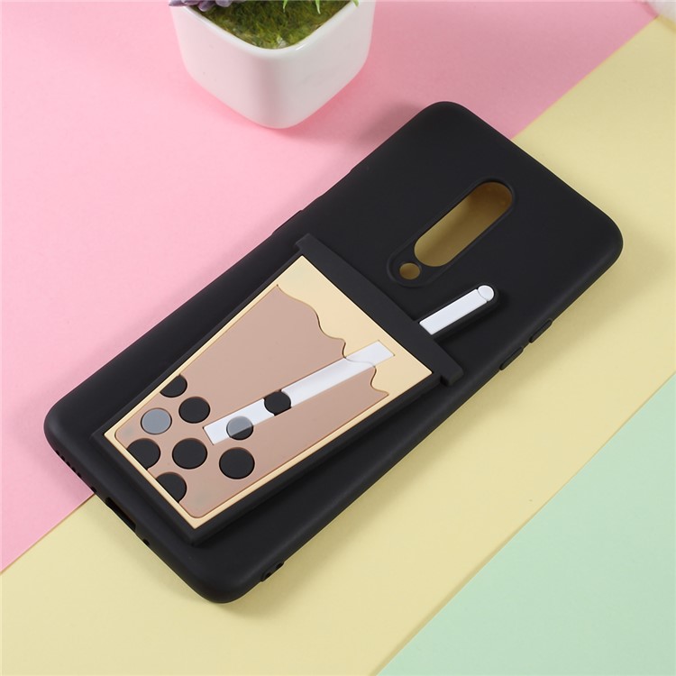 3D Bubble Tea Pattern TPU Case for OnePlus 7 - Black-1