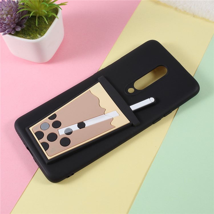 3D Bubble Tea Pattern TPU Case for OnePlus 7 - Black-2