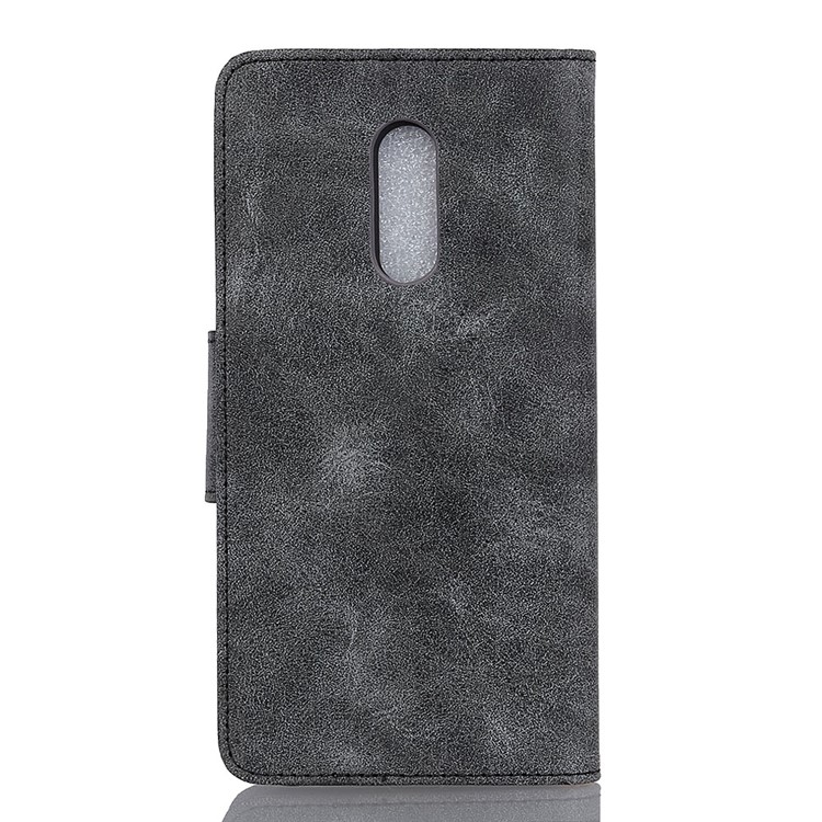 Retro Split Leather Wallet Stand Protective Cover for OnePlus 7 - Grey-2