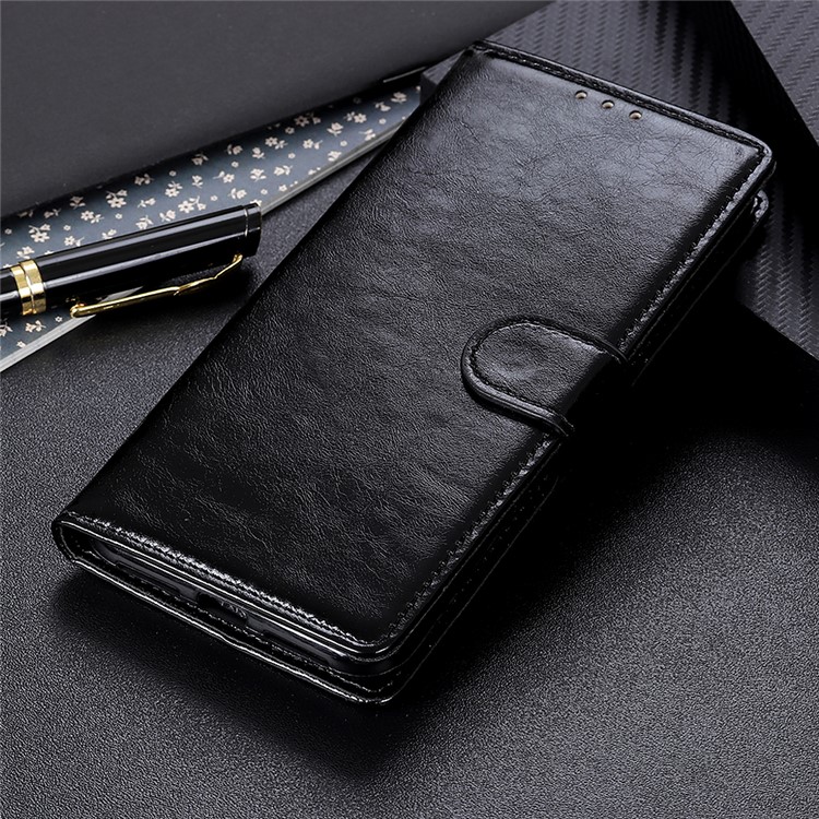 Crazy Horse Wallet Stand Leather Flip Cover Case for OnePlus 7 - Black-12