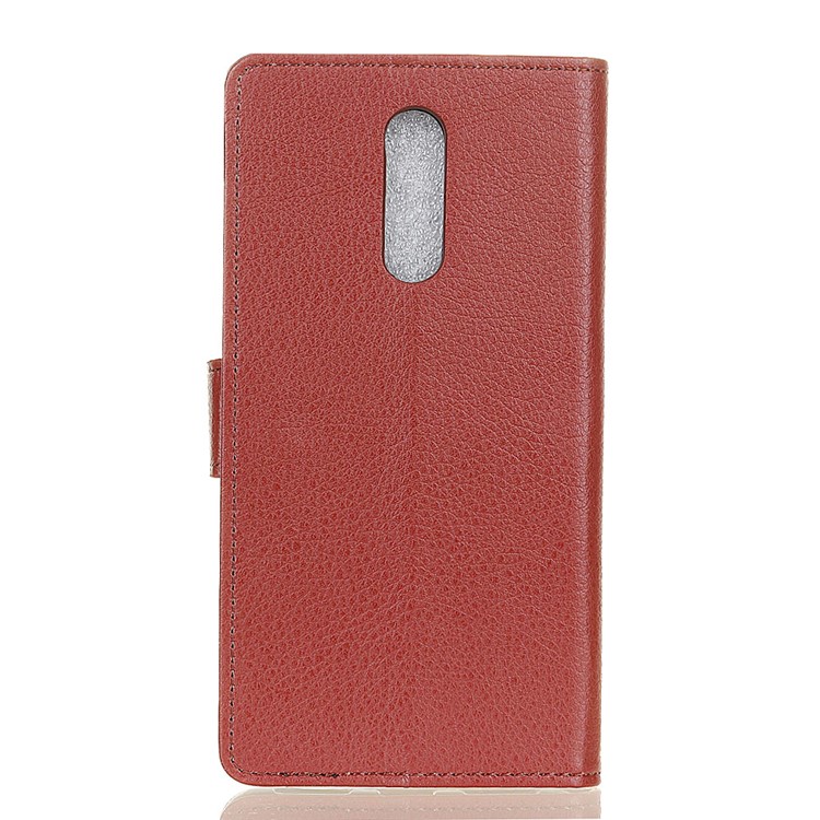 Litchi Skin Wallet Leather Stand Case for OnePlus 7 - Brown-10