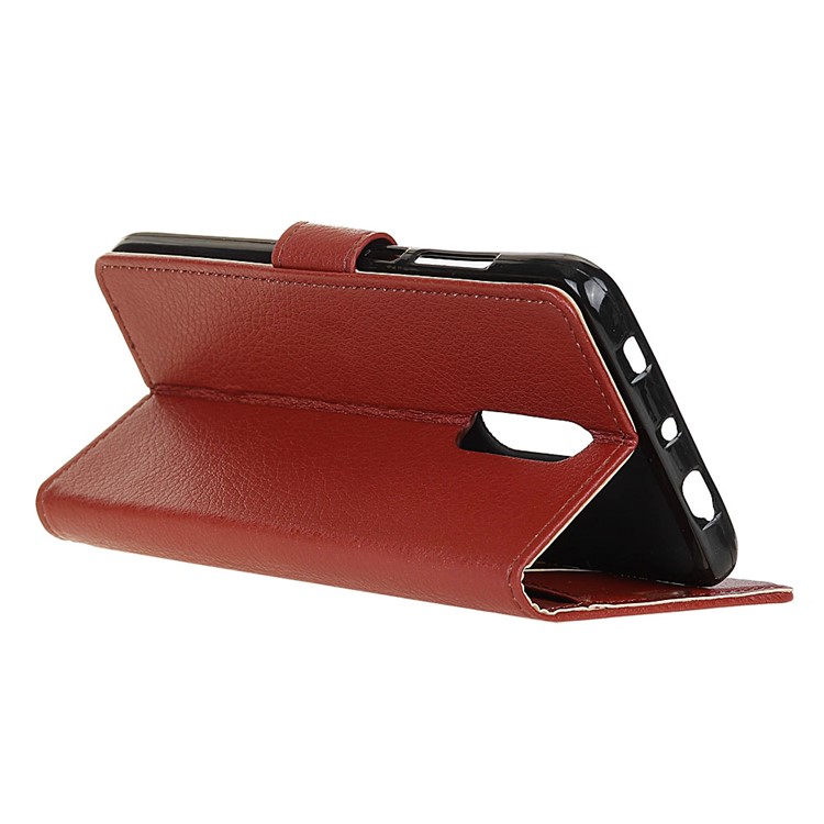 Litchi Skin Wallet Leather Stand Case for OnePlus 7 - Brown-11