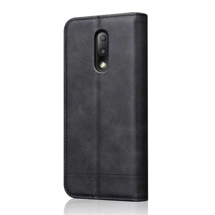 Auto-absorbed Crazy Horse Vintage Leather Cell Phone Cover for OnePlus 7 - Black-2