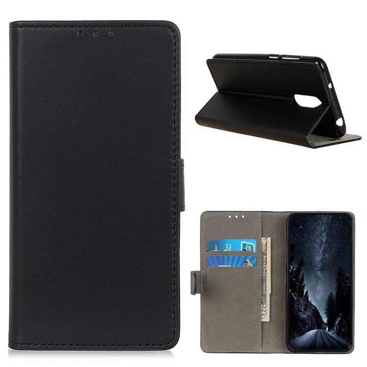 For OnePlus 7 PU Leather Protective Cover with Wallet Stand - Black-1
