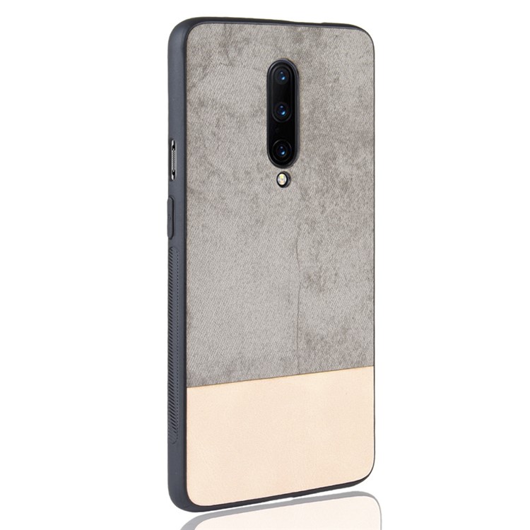 Bi-color Splicing PU Leather Coated PC + TPU Hybrid Case for OnePlus 7 Pro - Grey-3