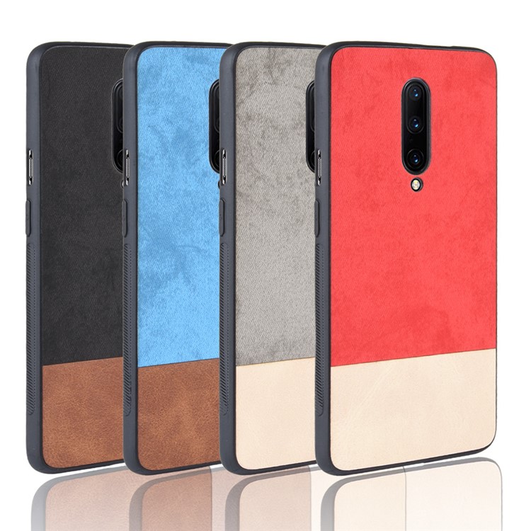 Bi-color Splicing PU Leather Coated PC + TPU Hybrid Case for OnePlus 7 Pro - Grey-9