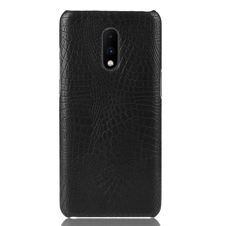 Pele De Crocodilo PU Revestido De Couro PC Case Para Oneplus 7 - Preto-2