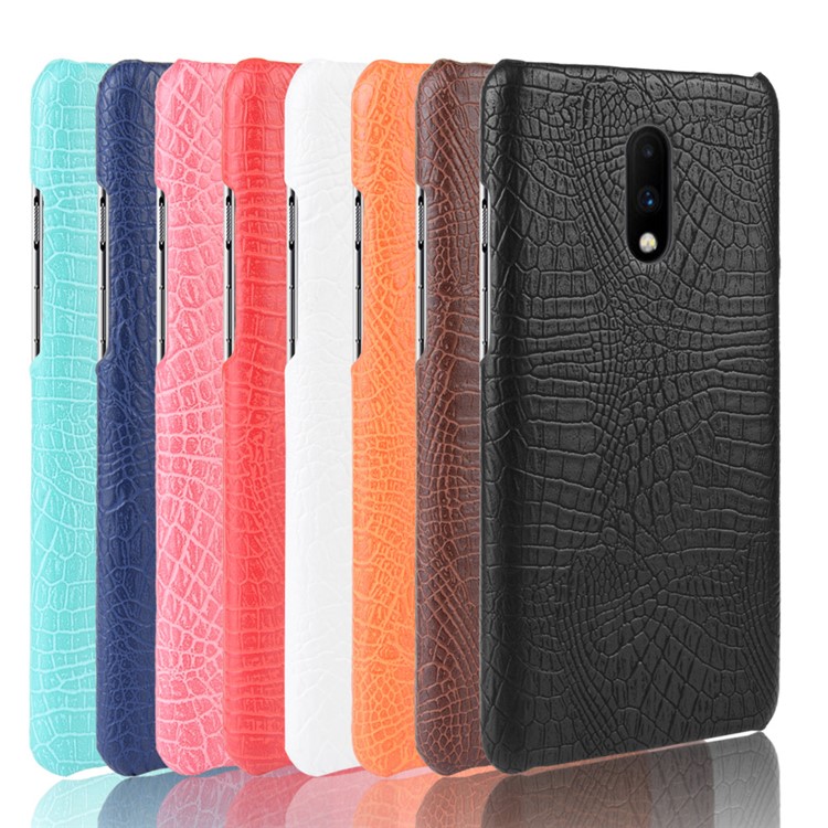 Pele De Crocodilo PU Revestido De Couro PC Case Para Oneplus 7 - Preto-5