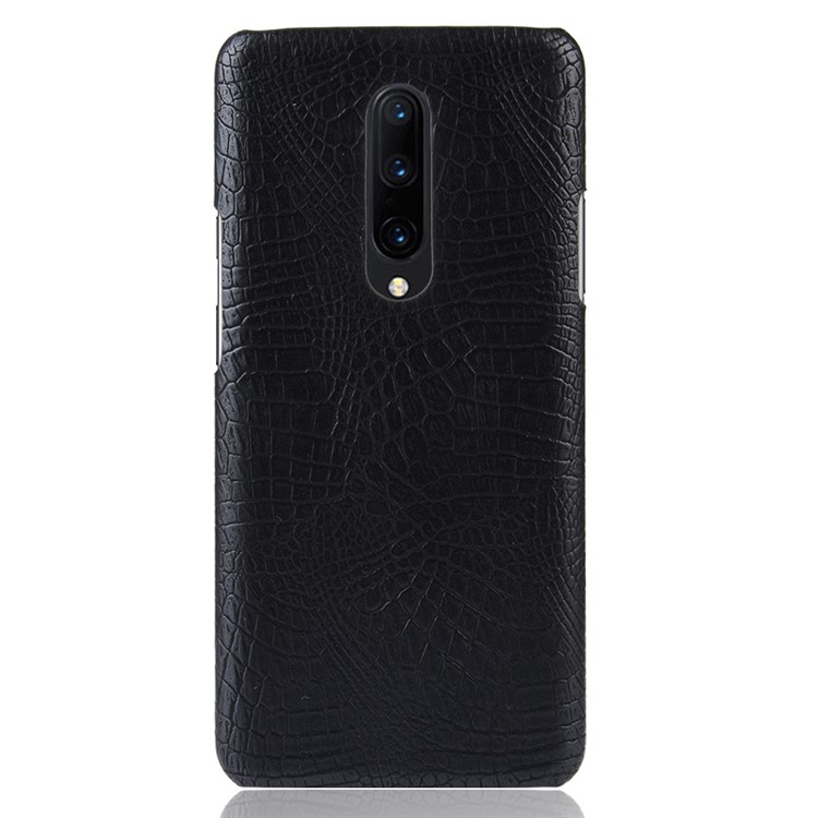 Pele De Crocodilo PU Revestido De Couro PC Case Para Oneplus 7 Pro - Preto-2