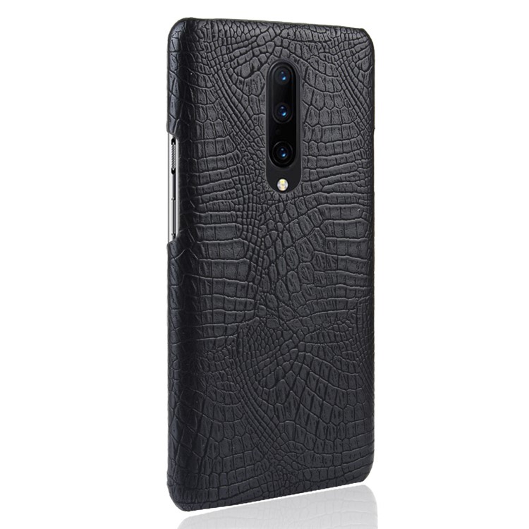 Pele De Crocodilo PU Revestido De Couro PC Case Para Oneplus 7 Pro - Preto-3