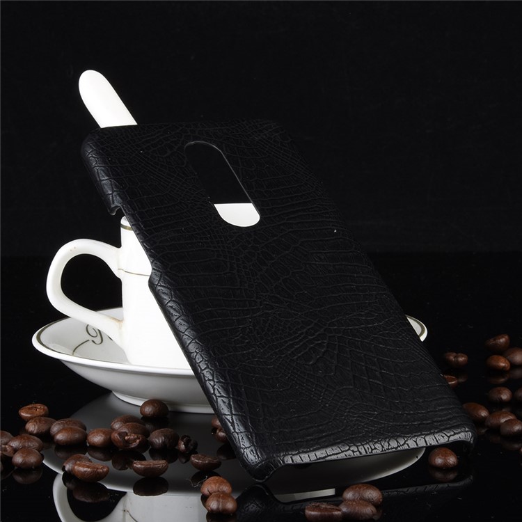 Pele De Crocodilo PU Revestido De Couro PC Case Para Oneplus 7 Pro - Preto-4