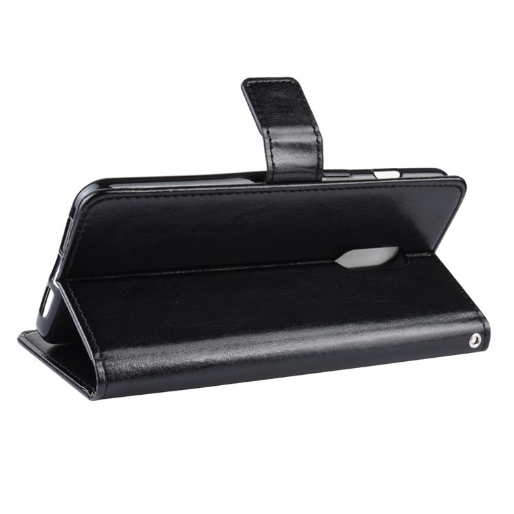 Carteira De Couro De Cavalo Louco Para Oneplus 7 - Preto-6