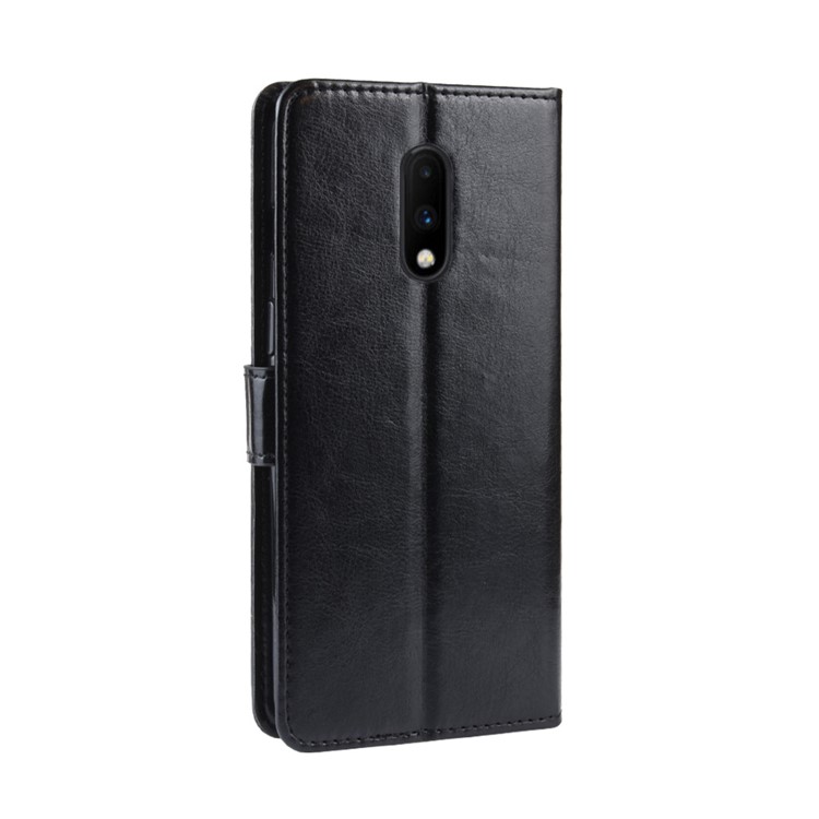Carteira De Couro De Cavalo Louco Para Oneplus 7 - Preto-7