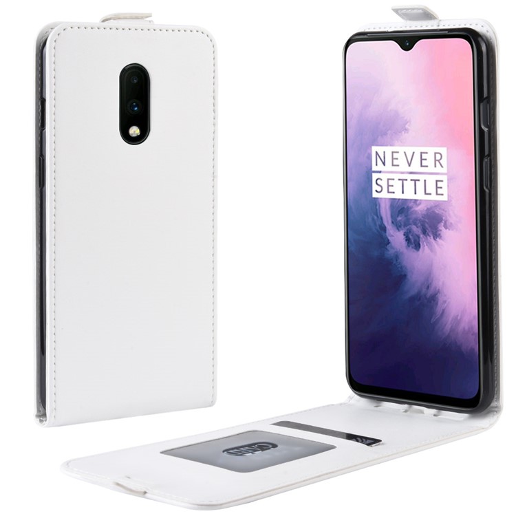 Crazy Horse Vertical Flip Leather Protective Case for OnePlus 7 - White-1