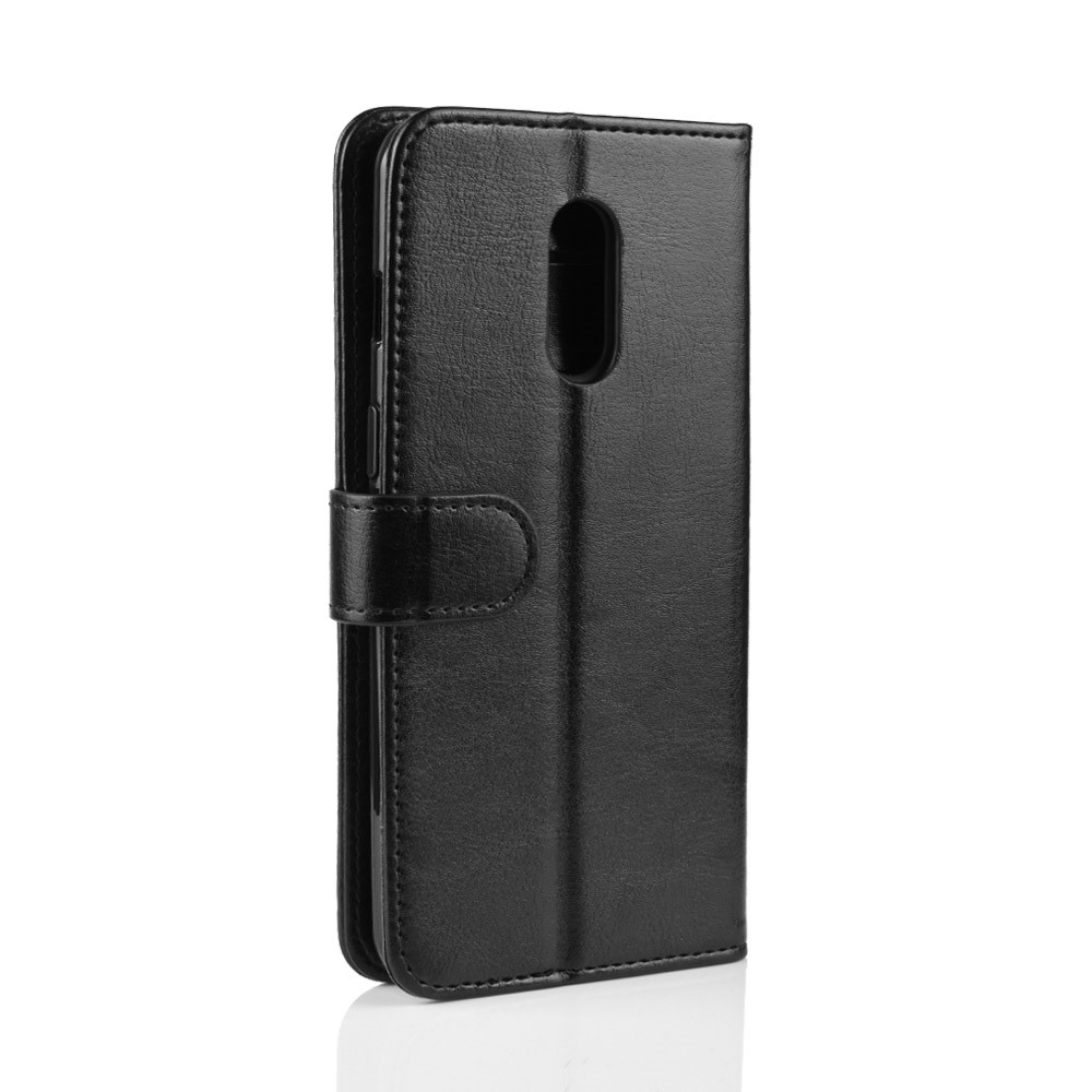 Crazy Horse pu le Cuir Stand Portefeuille Basceau de Retournement Pour OnePlus 7 - le Noir