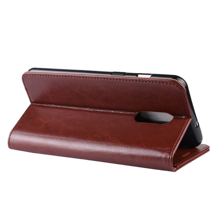 Crazy Horse PU Leather Stand Wallet Flip Casing for OnePlus 7 - Brown-7