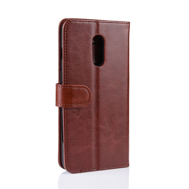 Crazy Horse PU Leather Stand Wallet Flip Casing for OnePlus 7 - Brown-8