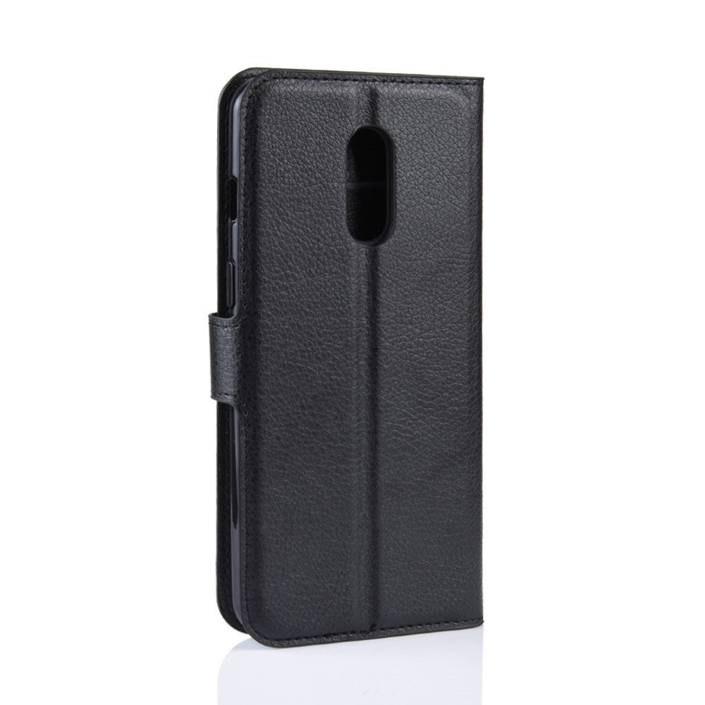 Litchi Textur Wallet Stand Leder Schutzhülle Für OnePlus 7 - Schwarz