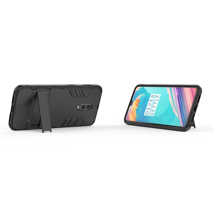 Case Híbrido de Plástico + TPU Con Kickstand Para OnePlus 7 - Negro