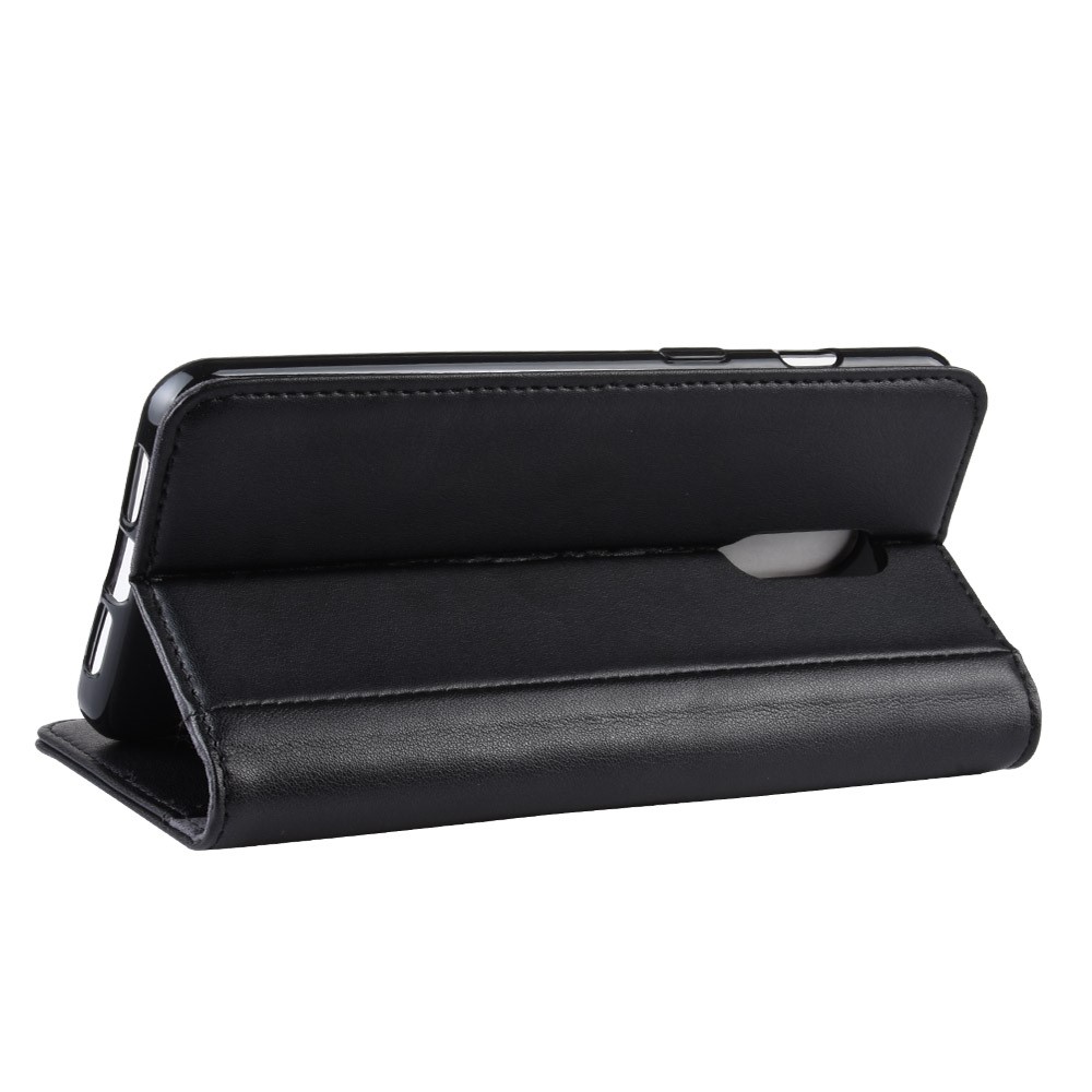 Genuine Split Leather Wallet Stand Phone Cover for OnePlus 7 - Black-6