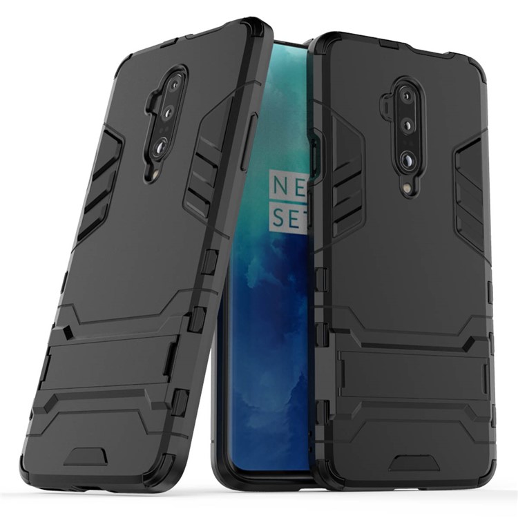 Caso Híbrido De Plástico + TPU Com Suporte Para Oneplus 7 Pro - Preto-1